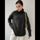 thumbnail image 4 of Suéter de Punto Holgado e Informal con Aberturas para Mujer, de Color Liso, con Cuello Alto, para Otoño e Invierno. Negro M, 4 of 10
