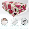 thumbnail image 4 of King Quilt Set 96''x106'', Red Pink Strawberry Lightweight Bedspread Coverlet Set with 2 Pillow Shams, Beige Lovely Summer Spring Fruit Breathable All Season Quilt Bedding for Bedroom/Guest Room, 4 of 9