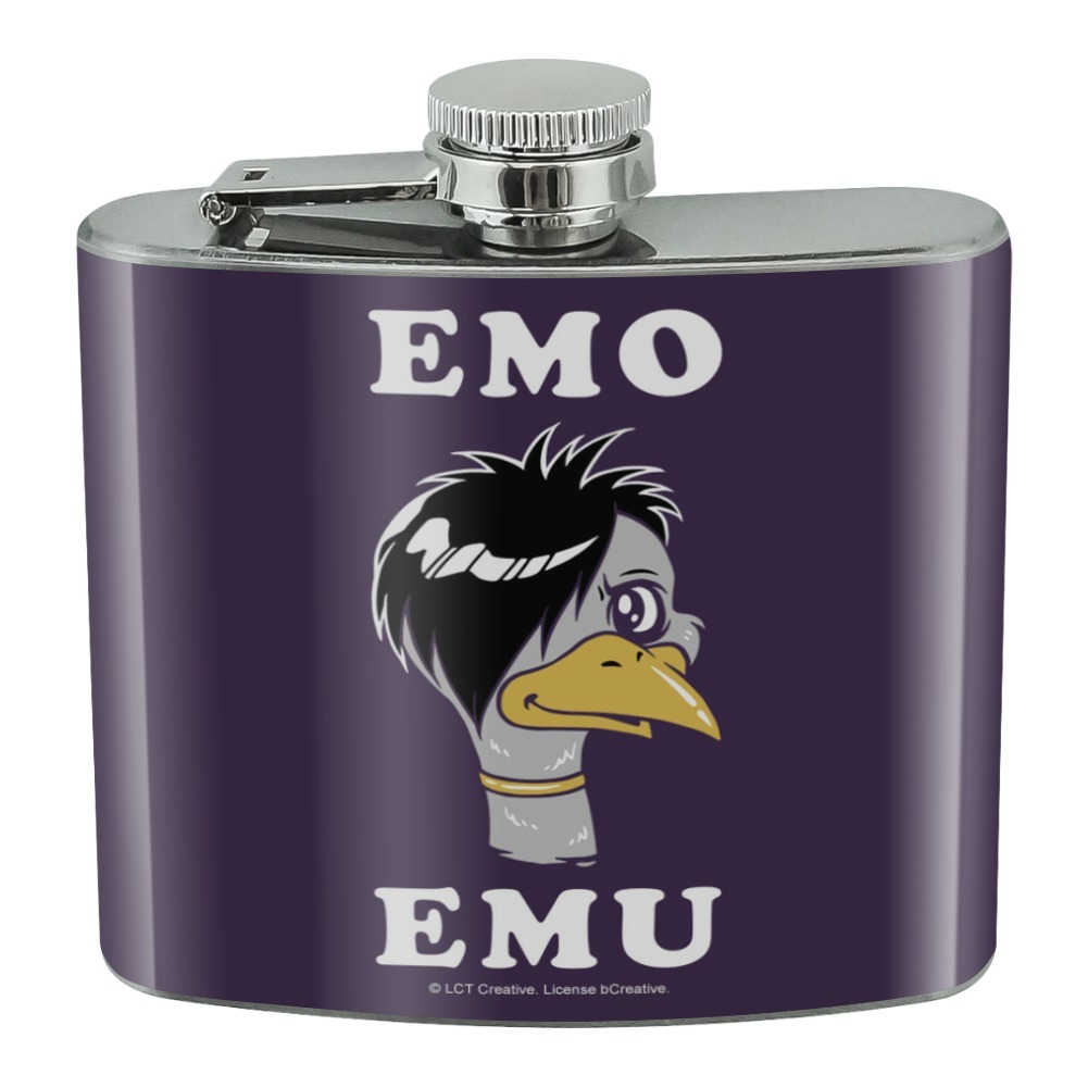 Emo Emu Funny Humor Stainless Steel 5oz Hip Drink Kidney Flask