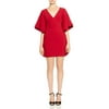 Halston Womens Crepe Flounce Sleeves Sheath Dress