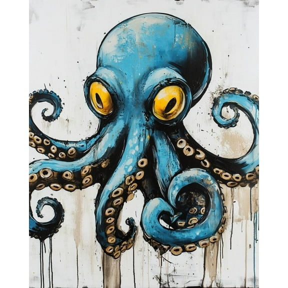 Paint by Numbers for Adults Kids Beginner Azure Octopus DIY Acrylic Painting by Numbers Kits with Brushes Acrylic Pigment Home Decoration Gifts 16 x 20 inch