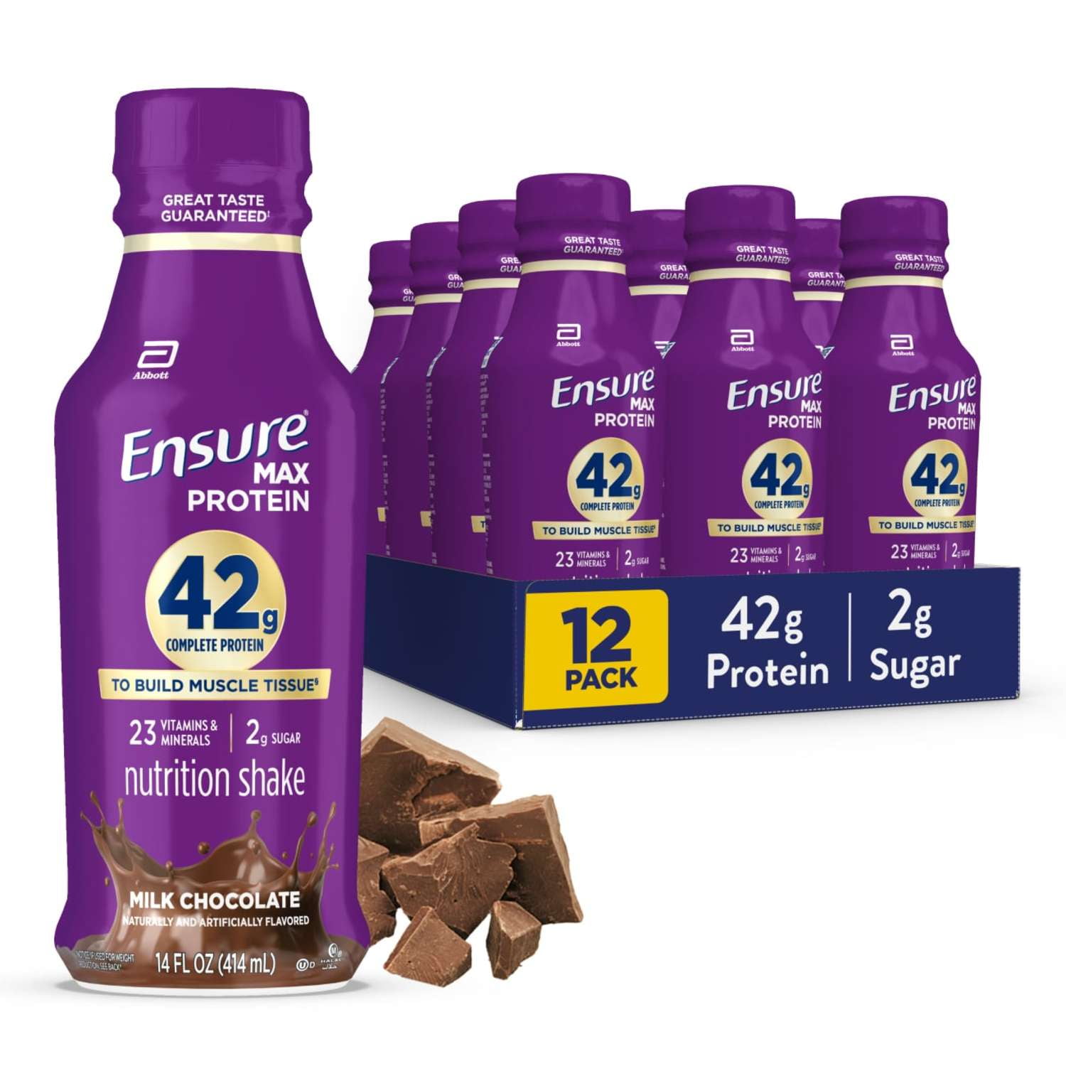 Ensure Max Protein Shake, 42g High Protein, Milk Chocolate, 14 fl oz, 12 Pack