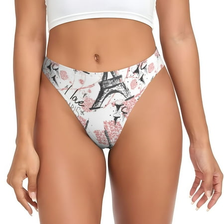 Rateoe Paris Pattern Seamless Women Underwear Thongs No Show Ladies Thong No Line Breathable Comfortable Panties Undies for Women-XX-Large