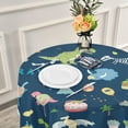 thumbnail image 6 of Coolnut 60 Inch Round Tablecloth - Cute Dinosaur Waterproof Spill-Proof Table Cloth with Lace Washable Fabric Table Cover for Dining Tables, Kitchen and Parties House Decor, 6 of 7