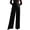 Black, variant on Women'S Polka Dots Wide Leg Tailored Pants High Waisted Belted Loose Trousers with Pockets Navy Blue L