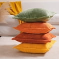 thumbnail image 6 of Topfinel Spring/Summer Wide Side Pillowcase with Stripe Splicing, Super Soft Corduroy Sofa Pillowcase Decorative Textured Pillow, Boho Sham Square Cushion Covers, Burnt Orange, 18x18 inch, Set of 2, 6 of 10