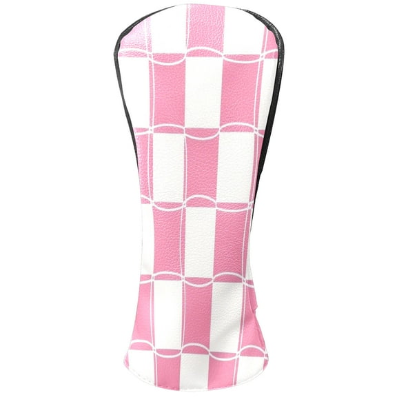 Golf Club Headcovers High Quality Waterproof Leather Golf Head Cover Set Men Women Driver Head Cover Exclusive Gift for Golf Lovers Pink Grid