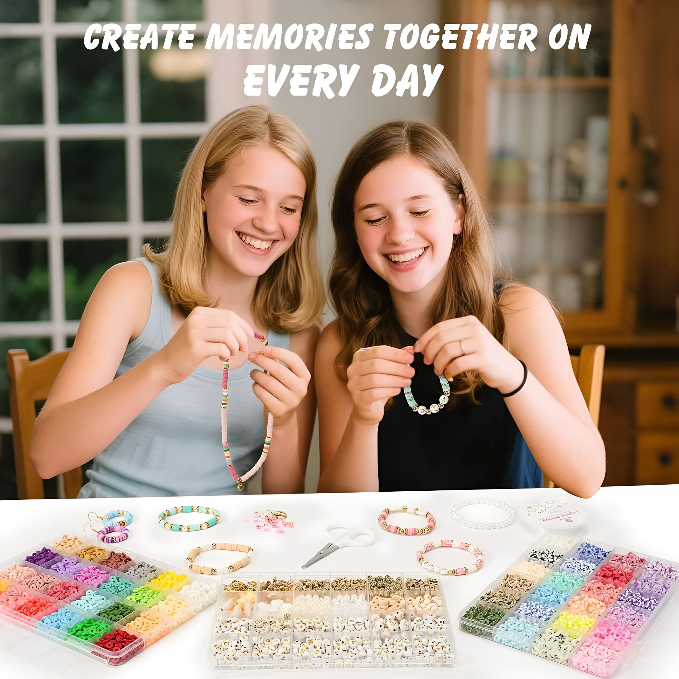 TUWAFE Clay Beads 3 Boxes Bracelet Making Kit,10800Pcs Beads for Jewelry Making,Letter Beads for Friendship Bracelets Diy Arts and Crafts Gifts for Girls Adults