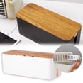 thumbnail image 2 of Fmnung Cable Management Box, Cord Organizer with Wood Lid for Desk TV Computer, Hide Power Strips and Cords, Cable Box with Ventilation Holes, White/Black, 2 of 6