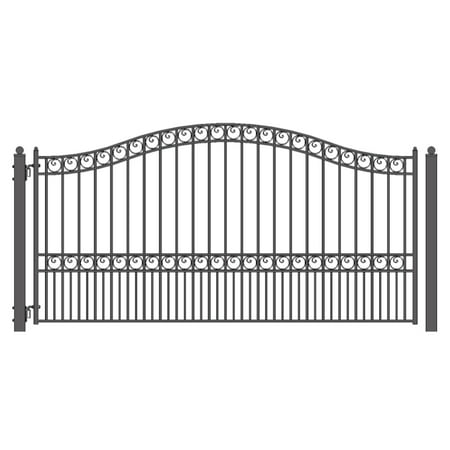 ALEKO Steel Single Swing 14 x 6 ft Black Driveway Gate Paris Style