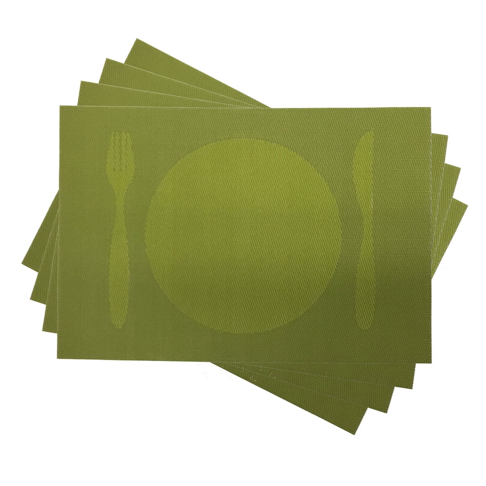 4 PC Placemats Dining Table Woven Knife & Fork Design PVC/VINYL 12"X16" 6 Colors - Picture 9 of 28