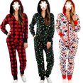 thumbnail image 4 of Combinaison de Noël pour Femmes Haut à Capuche Chaud et Confortable Pyjama une Pièce en Peluche pour Femmes Adultes, 4 of 6