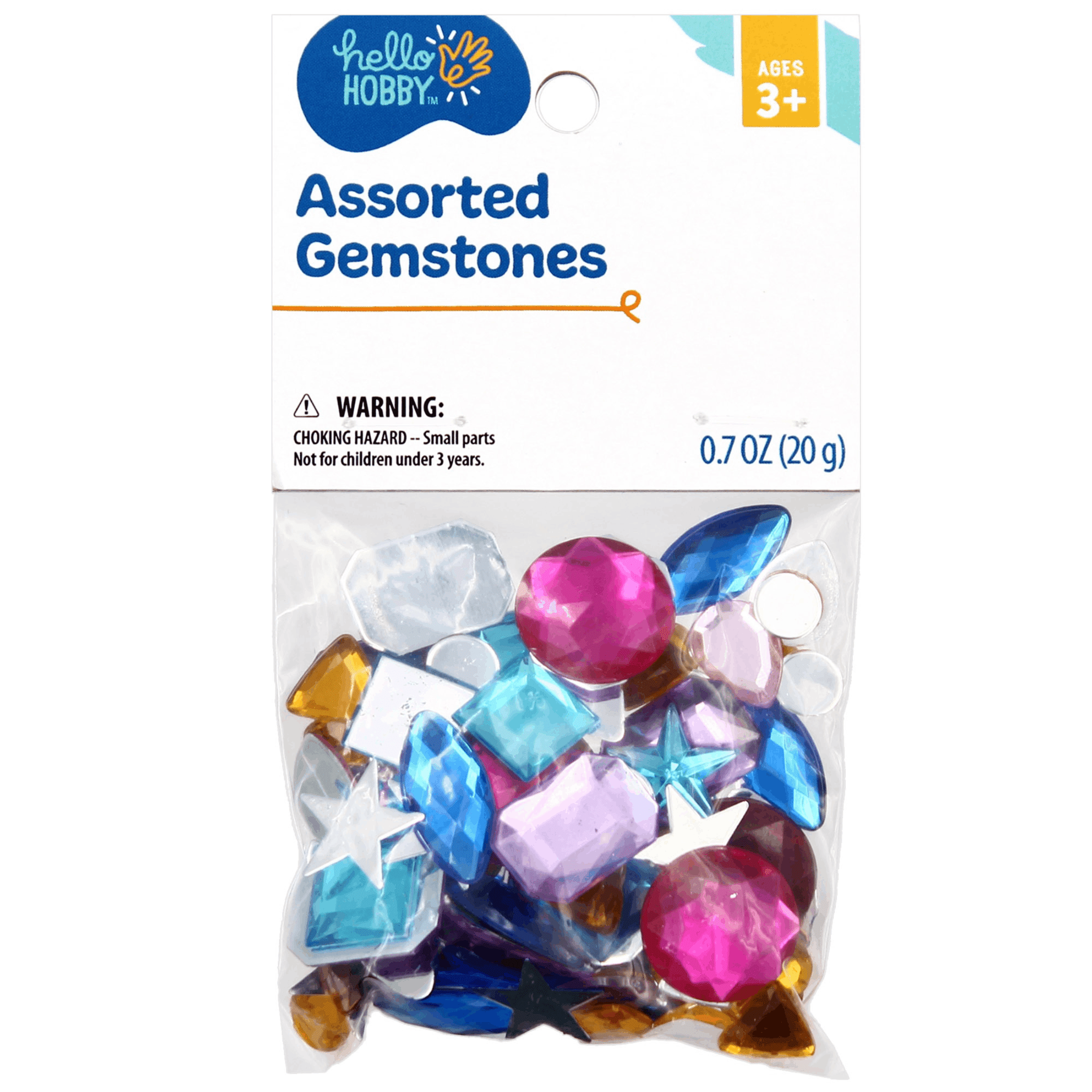 Hello Hobby Flat Back Rhinestones, Loose Gemstones in Assorted Shapes and Colors, 0.7 oz.