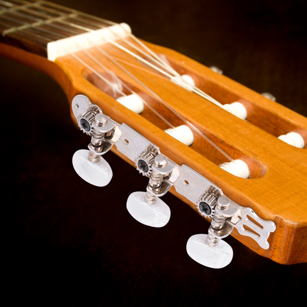 iFCOW Machine Heads 3+3 Acrylic Classical Guitar String Tuning Peg Tuners Machine Heads Silver