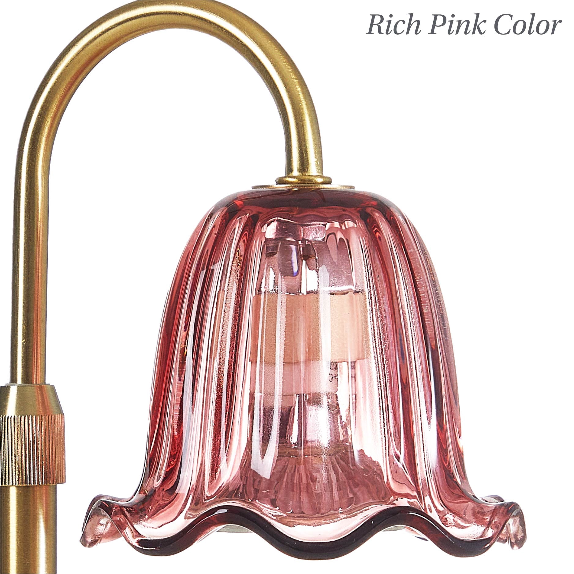 Stylehouse Home Decor Collection Pink Flower Glass Shaded Candle Warmer Lamp with Adjustable Dimmer and Timer