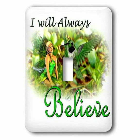 3dRose, I Will Always Believe, Fairy and Hummingbird, single toggle switch