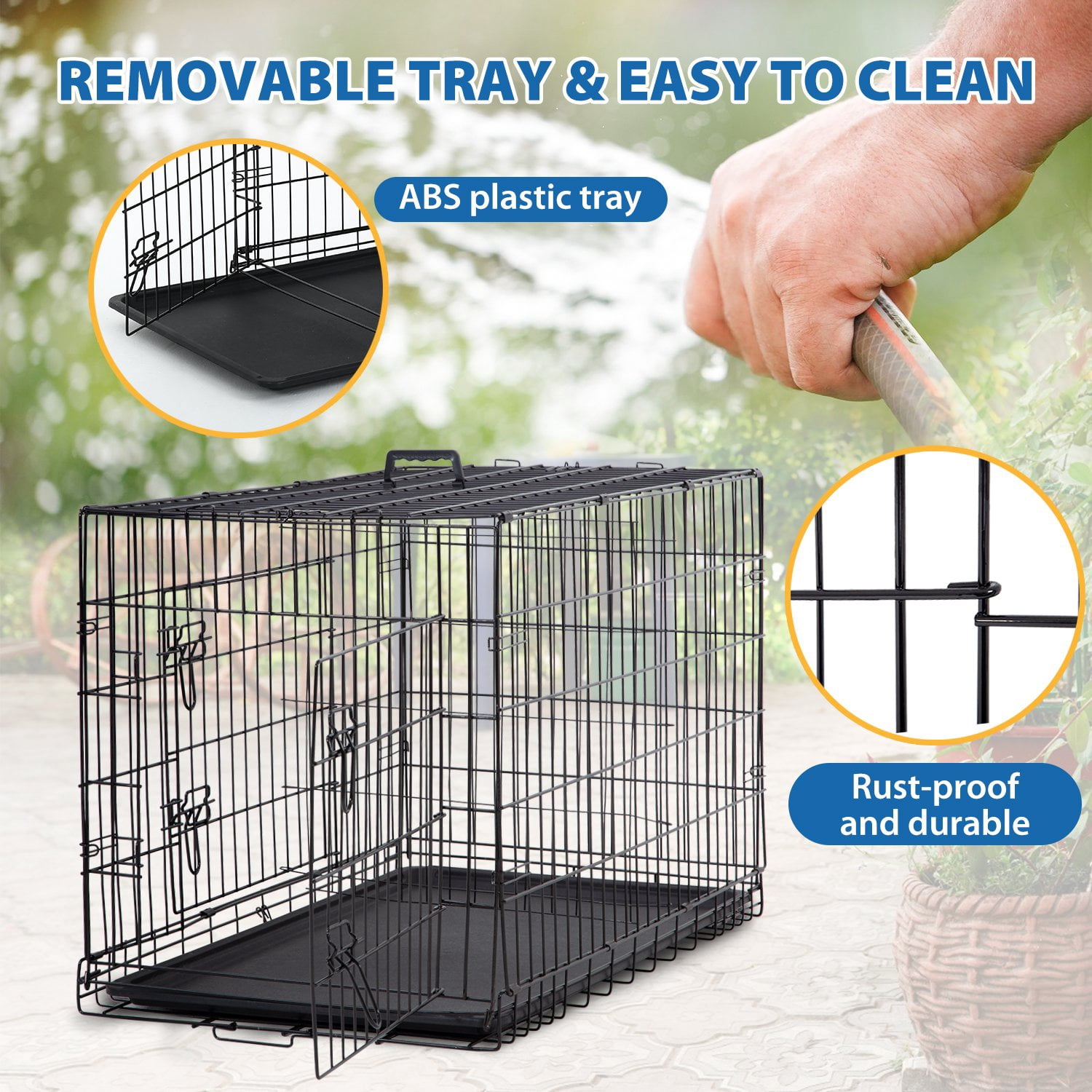 Pal Metal Black 36" Dog Crate Carrier with Collapsible Function