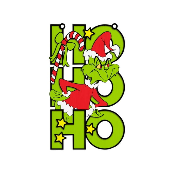 Grinch Christmas Decorations - Christmas Doorplate Ornaments, Outdoor Decorations, Christmas Party Ornaments