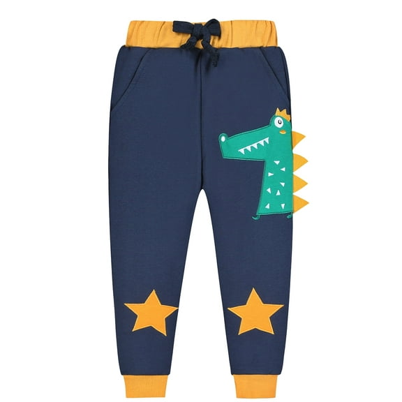 WIBACKER Toddler Kid Little Boys Cartoon Sweatpants Drawstring Joggers Knit Pants, Dinosaur-6T