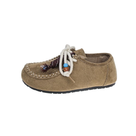 Gpaecead Women's Beaded Ethnic Flat Moccasins Closed Toe Slip On Bohemian Comfort Casual Shoes, Khaki