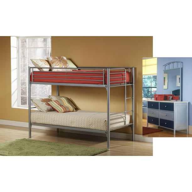 Brayden Twin Bunk Bed With Dresser, Bunk Bed With Bookcase Headboard