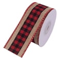 thumbnail image 2 of Christmas Ribbon Wired Edge Buffalo Plaid Burlap Ribbon 5 Yards Holiday Ribbon 1.96" Wide Rustic Ribbon for Gift Wrapping Xmas Tree Garland Wreath Mantel Fireplace Home Decorations, 2 of 4