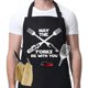 thumbnail image 1 of Delantal impermeable ajustable para hombre con bolsillo para cocina, babero negro con estampado de letras alrededor del cuello, estilo divertido, 1 of 5