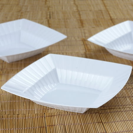 - BalsaCircle 10 pcs 32 oz Disposable Square Striped Plastic Bowls for Wedding Reception Party Buffet Catering Tableware