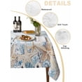 thumbnail image 5 of Blue Beige Coastal Rectangle Tablecloth, Beach Starfish Summer Eucalyptus Ombre Waterproof & StainResistant Tablecloth, Washable Oil-proof Table Cover for Dining/Party/Wedding/Buffet 60x102 In, 5 of 9