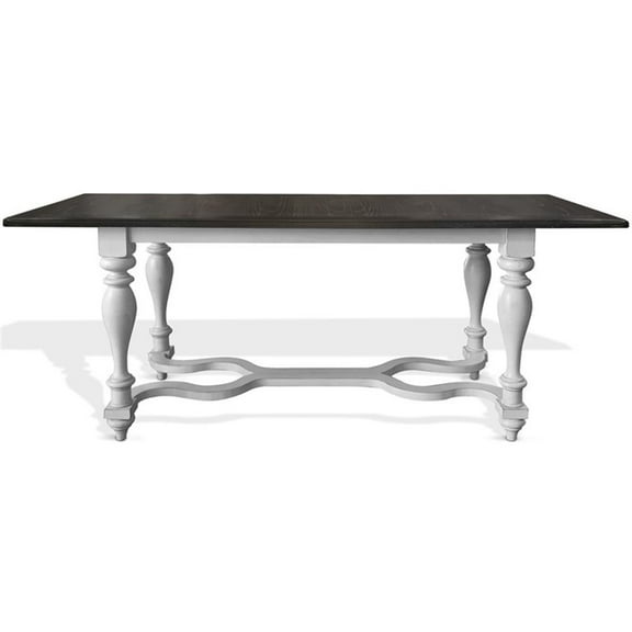 Pemberly Row Traditional 84" Wood Friendship Table in White/Dark Brown