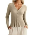 thumbnail image 2 of Kureaily Long Sleeve Knit Cardigan Sweater Stylish And Versatile Outerwear For Casual And Formal Occasions Button Down Cardigan, 2 of 5