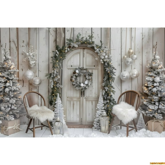 Christmas Kitch Photography Background Garland Cabinet Xmas Tree Party ration Supplies Family Portrait Studio Props