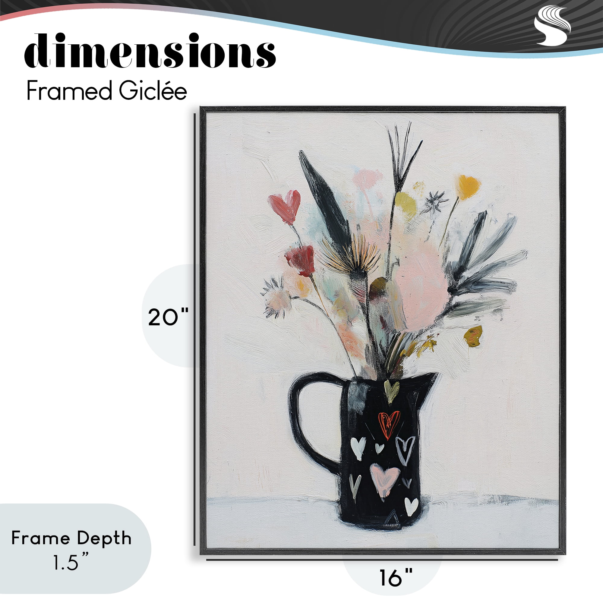 Stupell Industries Vase Of Abstract Time Black Framed Giclee Art, design by Svetlana Aleynikova