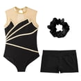 thumbnail image 3 of Alvivi Kids Girls Sport Dance Outfits Sparkly Ballet Dance Leotard with Athletic Shorts Activewear Gold 10, 3 of 7