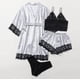 thumbnail image 4 of Batas de mujer de talla grande, lencería de seda, bata de baño de satén, conjunto de cuatro piezas, pijamas para dormir, pijamas para mujer, 4 of 7