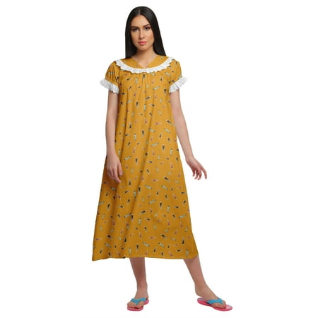 

Moomaya WoMen s Printed Short Sleeve Nightdress For Ladies V-Neck Nightwear