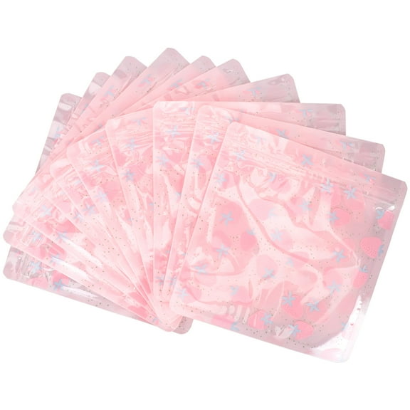 GOOHOCHY Pink Selfsealing Snack Bags for Food Storage with Cartoon Pattern 10pcs Reusable PET CPP