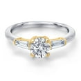 thumbnail image 3 of 925 Silver and 10K Yellow Gold Lab Grown Diamond Engagement Ring for Women | 1.04 Cttw | Round 6MM | Gemstone April Birthstone | DEF Color | VVS-VS Clarity | Available in Size 5,6,7,8,9, 3 of 6