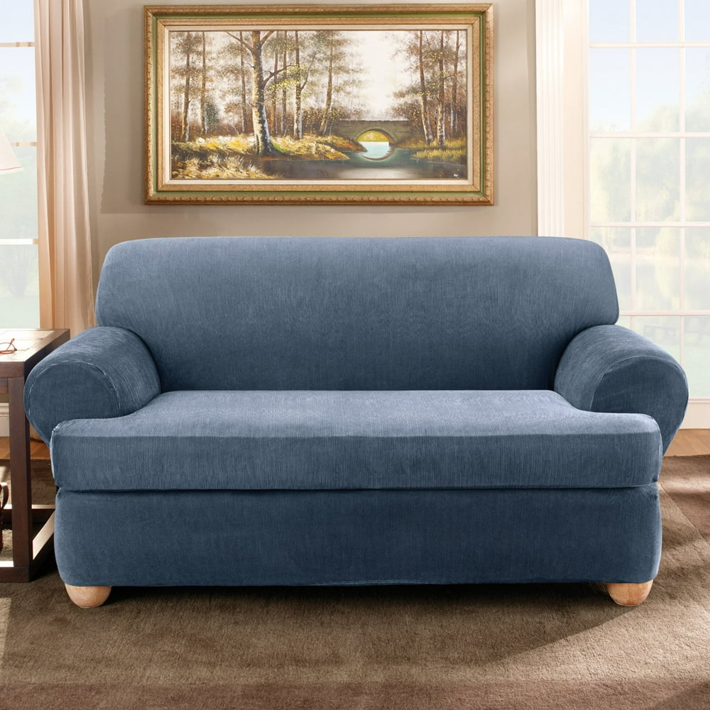 Sure Fit Stretch Stripe Separate Seat TCushion Loveseat Slipcover