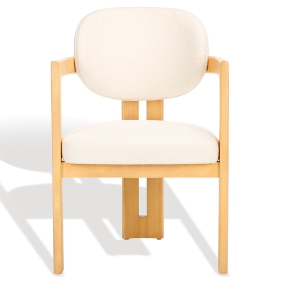 SAFAVIEH Couture Bellarose Modern Boucle Solid Dining Armchair, Ivory/Natural