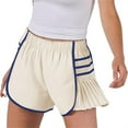 thumbnail image 3 of Women's Elastic Waist Workout Gym Shorts Running Pleated Athletic Quick Dry Tennis Shorts, 3 of 5