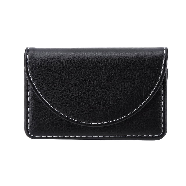 Cartera delgada y portátil para tarjetas y documentos de identidad, tarjetero ejecutivo de cuero negro