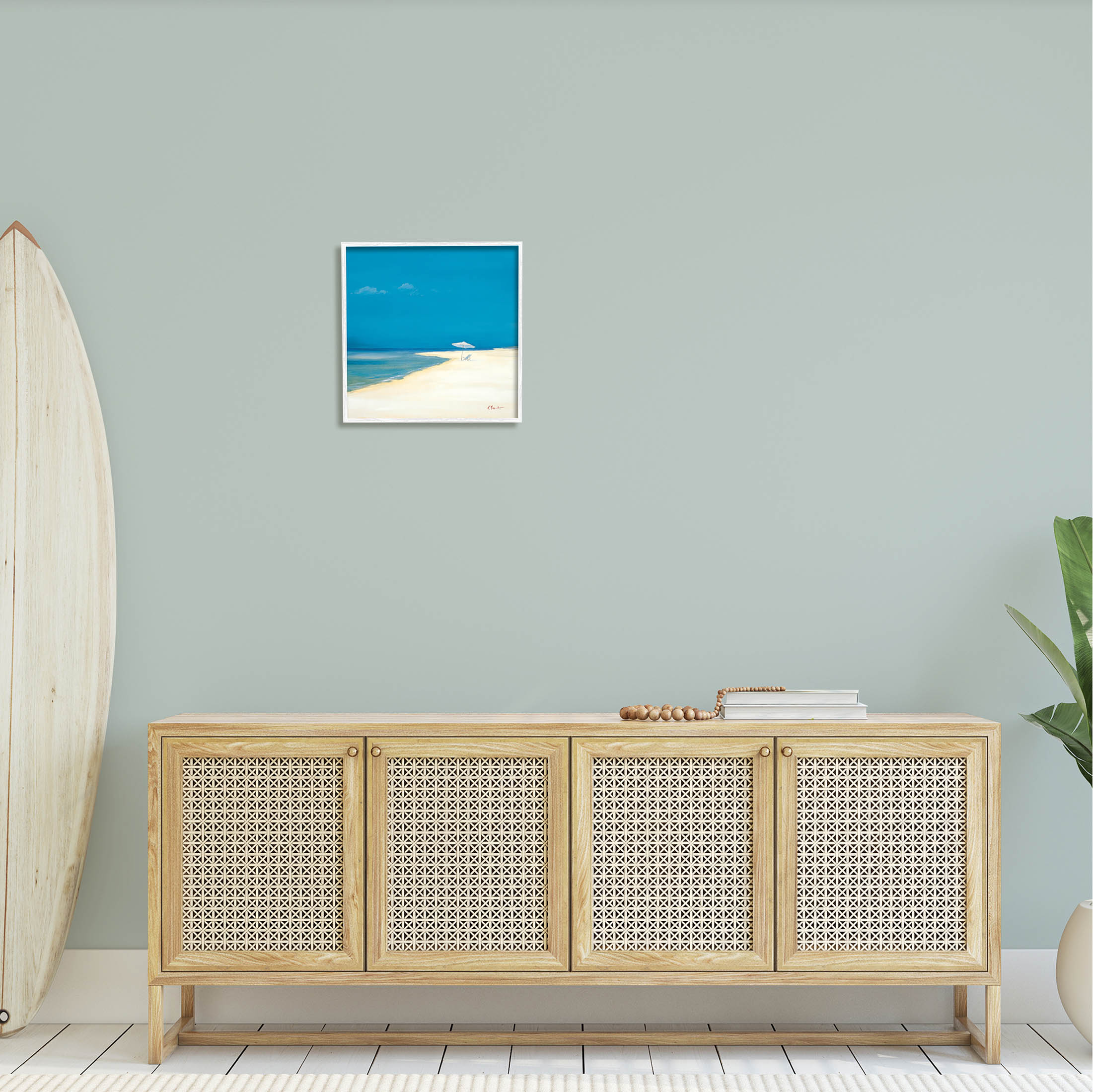 Stupell Industries Beach Shoreline Summer Landscape Painting White Framed Art Print Wall Art, Design by Paul Brent