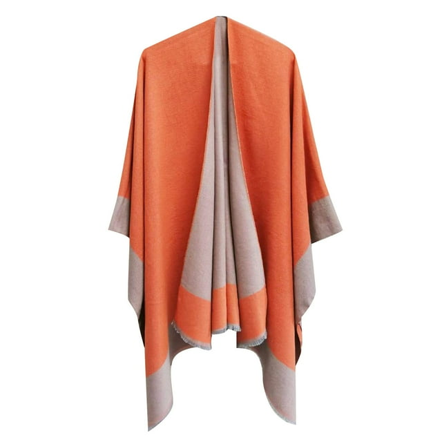 Women's Cloak Shawl Soft Warm Windproof Wrap Stylish Color Blocking Design for Autumn Spring Winter
