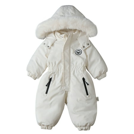 

PMUYBHF Baby Girls Clothing 3-6 Months Boys Girls Winter Thicken Hooded Coat Jacket Snowsuit Toddler Windproof Warm Jumpsuit Outwear Snow Wear 100 White