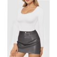 thumbnail image 3 of Women's Scoop Neck Short Sleeve Shirts Slim Fitted Casual Basic Top Blouses, 3 of 4