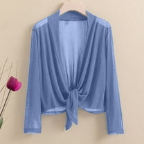 BADHUB Sheer Bolero Shrug for Women Long Sleeve Lightweight Casual Summer Fall Vacation Draped Cardigan Shawl Blue 3XL