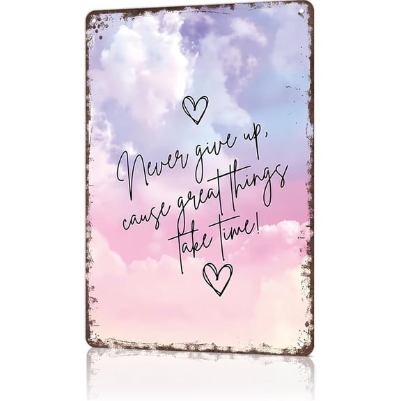 Vintage Metal Wall Sign With Inspirational Quote Pastel Sky Tin Poster for Home Room Bedroom Man Cave Office Decor 8 x 12 Inch