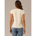 thumbnail image 3 of DARING DIVA Women's Summer Office Tops V-Neck Solid Color Chiffon Blouse L Apricot, 3 of 6