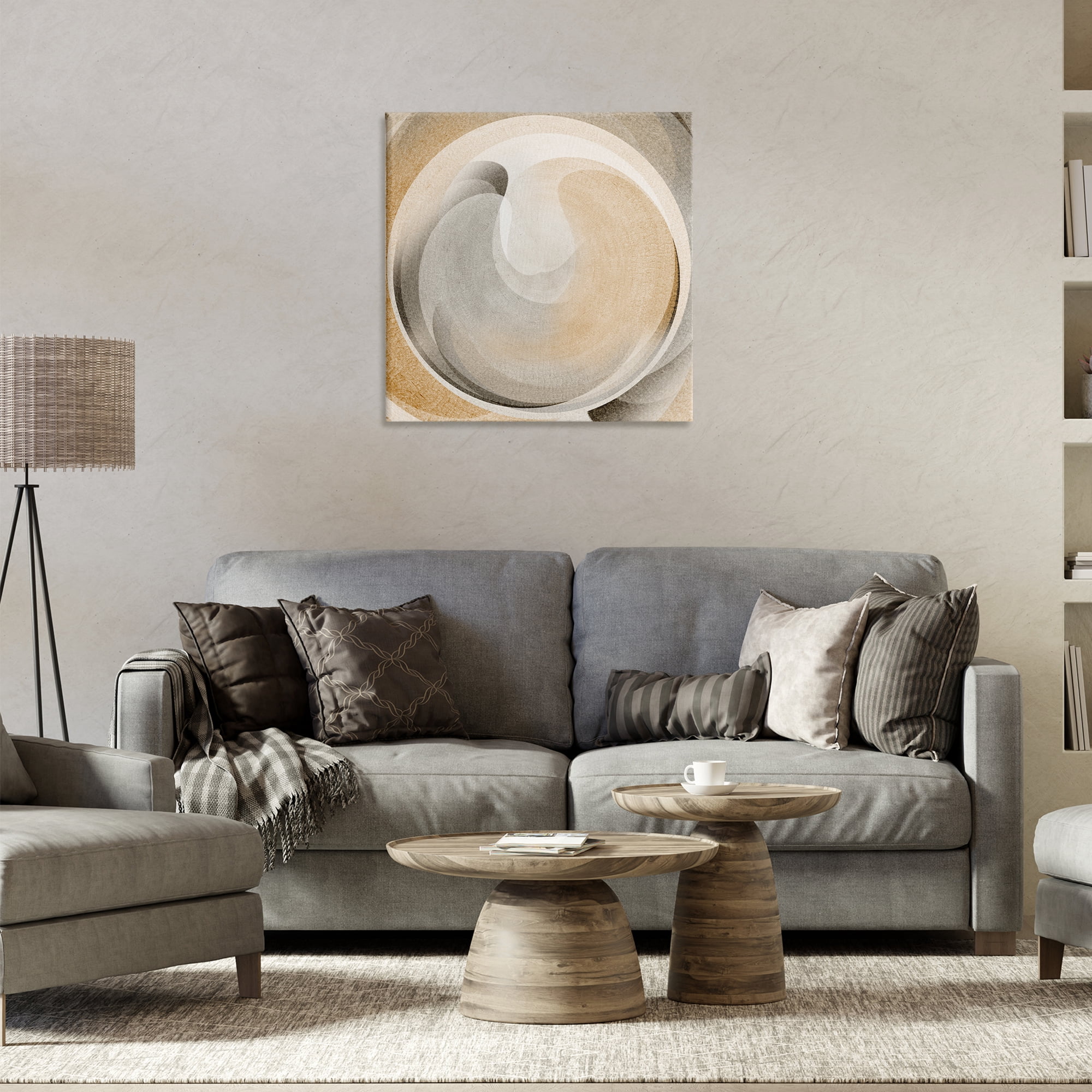 Stupell Industries Circular Soft Neutrals Abstract Painting Wrapped Canvas Art Print Wall Art, 24 x 24